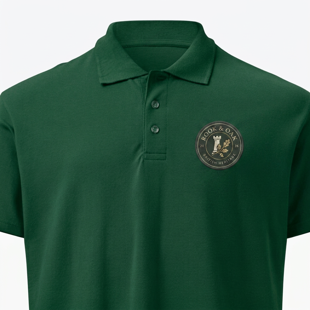 Green polo shirt with Forest Green crest